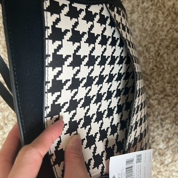 Kate Spade Large Cara Tote Shoulder Bag In Houndstooth Print - Picture 9 of 10